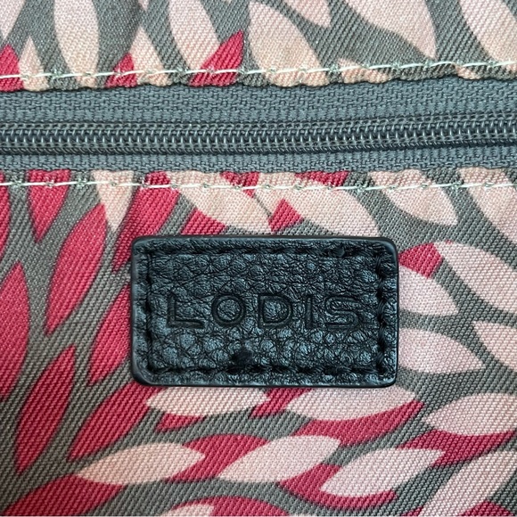 LODIS Siera Genuine Leather Luggage Travel Trolley Tote in Black w/Scarf - Picture 10 of 12